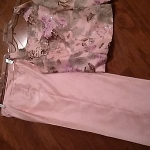 2 pcs Ankle Pant Set, with a sequin top